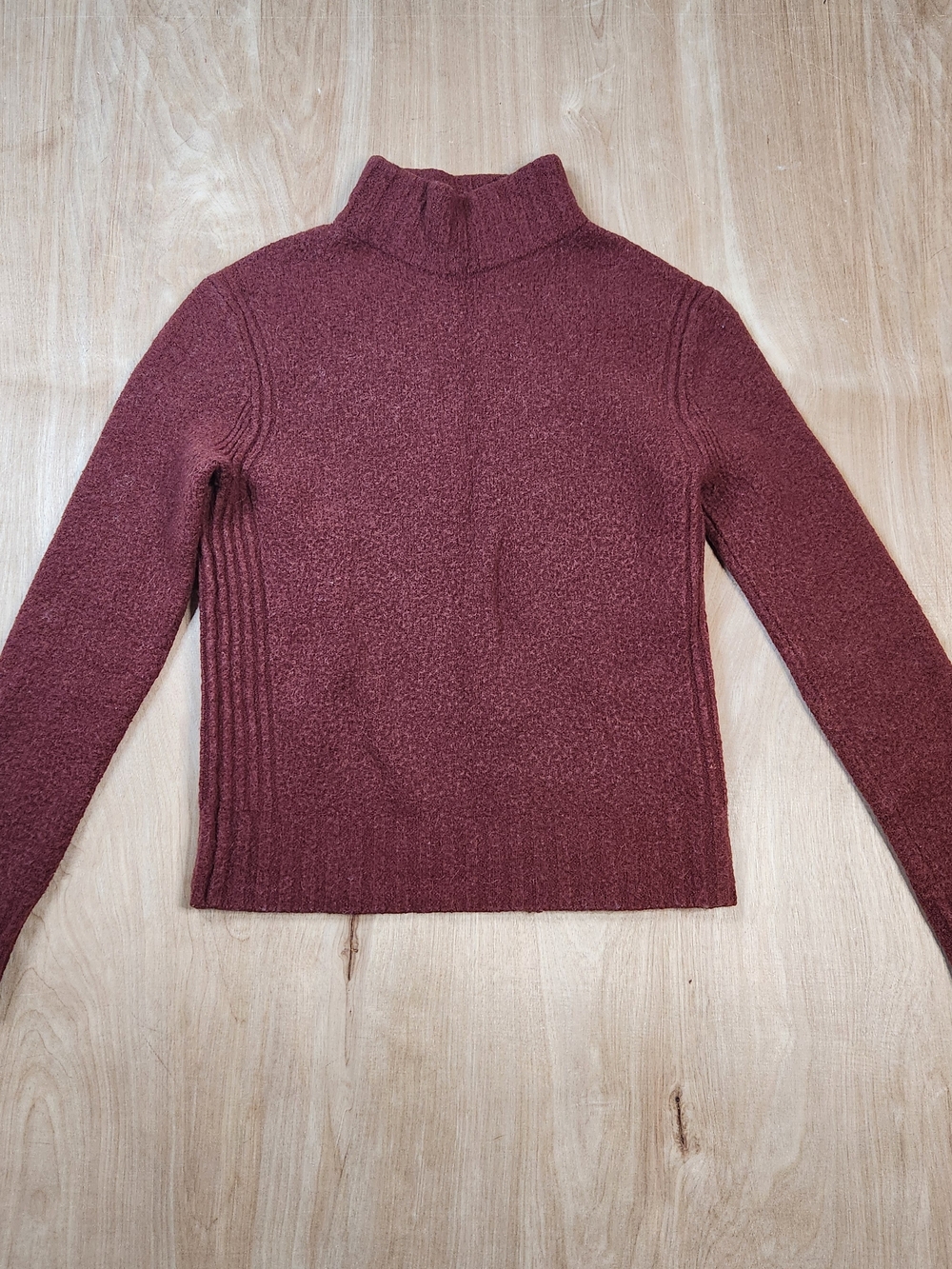 Point Sur Women's Burgundy Pullover Turtleneck Sweater Merino Wool Blend Size S